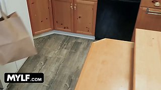 Mylf - naughty housewife starts touching herself while she converses to her fellow over the phone