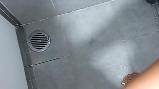 Sensual Red Nails Soapy Shower Handjob