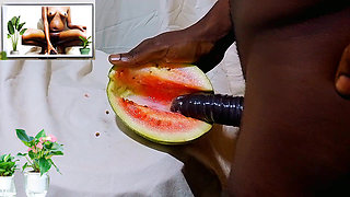 Male masturbation porn using sweet watermelon as a wet pussy. I fucked & enjoyed while watching female hot pussy till I got cum