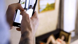 Mature4k. guy sates mature lady in tights after completing chores