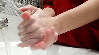 Washing my hands before pleasing myself.