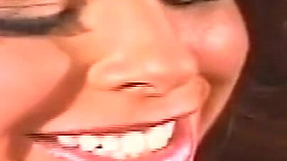 Retro Beauty Sucks on Thick Trunk