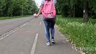 Eva Wetting Her Jeans In The Lake Park