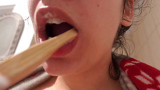 My Indian Stepsister Brushes Her Teeth and Then Makes a Square Mouth