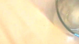 She drinks 11 loads of collected cum from a glass