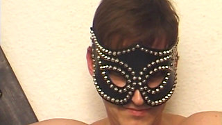 Masked Blonde MILF Whipped Before Serving Cock