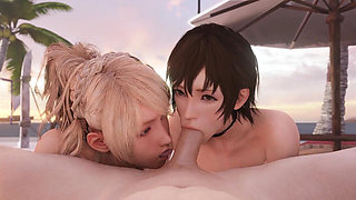 Orgy on the Beach - Final Fantasy 3D Hentai Porn