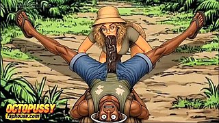 Extreme Blowjob and Fucking in the African Jungle – White Wife Cheats with BBC (Cartoon)