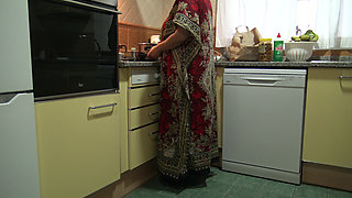 Pakistani Stepmother Creampied by Stepson in Kitchen