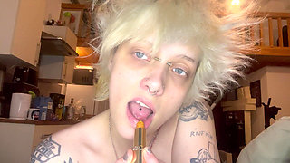 Goth Girl Lipstick Fetish Smoking a Cigarette