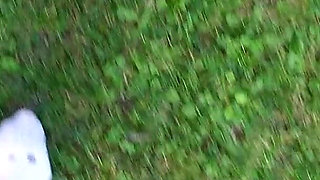 Socks Removal and Walk Barefoot on the Grass
