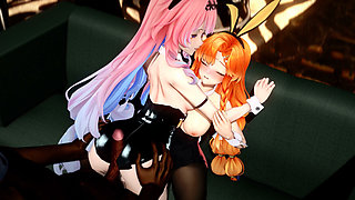 Wuthering Waves - Sigrika and Denia Naughty Club Party Fuck - 3D Hentai Animations