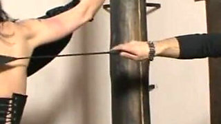 Humiliating hanging out pussy fingering
