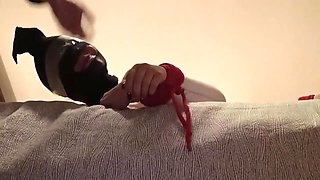 Bound And Hooded In A Bed I Have My Mouth Fucked. Ring Gag Lot Of Spit And Huge Oral Creampie