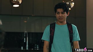 Stepdad shows stepson how to fuck his GF