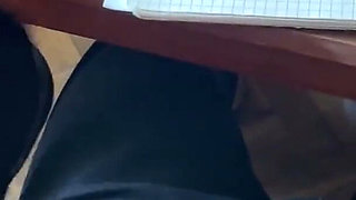 Schoolgirl Handjob Again in Math Class Under the Table and Even a Bit of Footjob. at School.