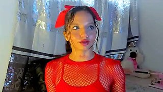 Cute curly brunette solo webcam masturbation