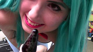 Blonde tight pussy babe solo toy fun in glamour masturbation