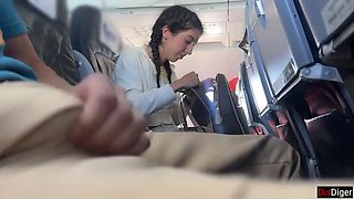 Public Dick Flash on Airplane - Cute Brunette Makes Me Cum in 2 Minutes POV