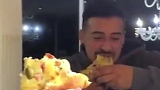 Lucky Motoboy Delivered Pizza to Delicious Young Woman
