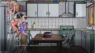 Caught An Exhibitionist And Helped Him Cum On Her Tits. Hentai Game