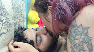 Girl play with penis she kisses boy lips then boy suck her boobs
