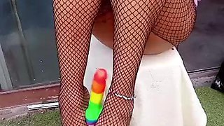 A wondrous stream, this lil whore enjoys man juice