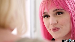 Curious blonde lesbian teen Marilyn Johnson wants a wild ride on a TS cock