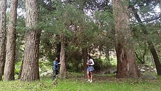 Stepdad fucks young college girl with big ass in forest - homemade amateur blowjob