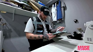British Maisie Lewis Stripteases for Security Guard