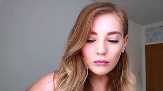 Horny busty blonde babe with big boobs