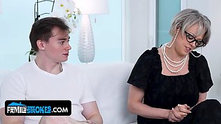 Huge titted mature blond finally gets the dual stuffing she has been dreaming about for years