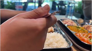 Quick Sex In The Toilet Of A Shopping Mall. Indian Food Tasting