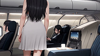 Masturbating on Airplane Then Giives the Hot Man a BJ