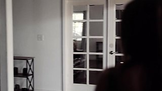 Small titted brunette teen fingering on the bed