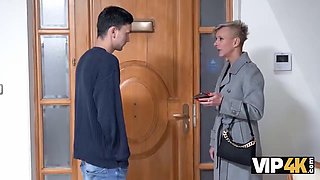 Blonde Cougar Deepthroats Big Cock