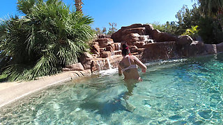 Hot Lesbian Interracial Fun in the Pool