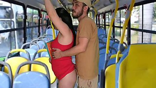 Hot Latina Teen Groped on Bus - Public Handjob & Big Cock Fun