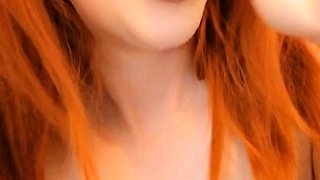 Violet lovely amateur redhead woman toying