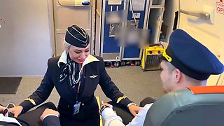 A married flight attendant fucks with pilots during a