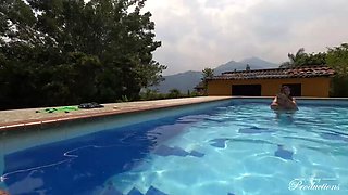 Armyproductions: Naked Pool Seduction - Outdoor Sex With My Colombian Friend