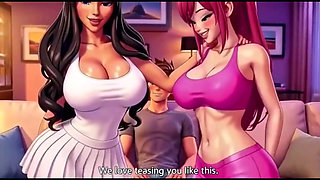 Stepmom and stepsister seduce stepson Taboo