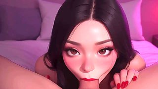 Please Cum In My Mouth - Petite Asian Blowjob POV - AI