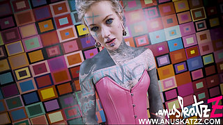 Solo Anal Masturbation - Pink Lace Corset and Steel Toy