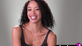 Petite curly black MILF masturbation