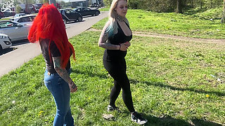 Girlfriends Peeing at the Rest Stop!