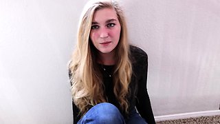 Perfect blond making solo masturbation