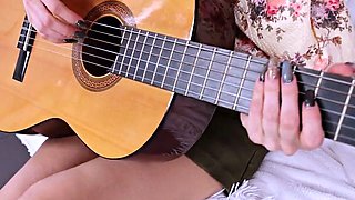 Close up with teen blonde sex doll rubbing her cunt