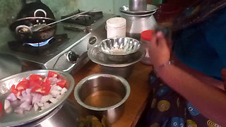 Indian Aunty cooking sex with boyfriend