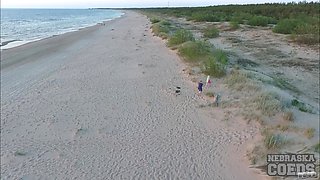 Blonde Beach Orgasm at Sunset